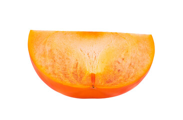 slice ripe persimmons with leaf isolated on transparent png