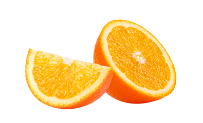 Ripe half of orange citrus fruit isolated on transparent png