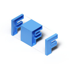 Isometric 3d rendering alphabet letter F isolated on transparent background