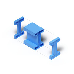 Isometric 3d rendering alphabet letter I isolated on transparent background