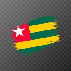 Togo national flag. Grunge brush stroke. Vector illustration on transparent background.