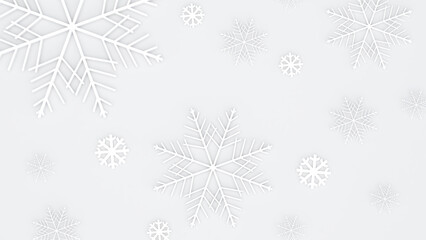 White background with white snow floating on it, new year's festival,3D rendering