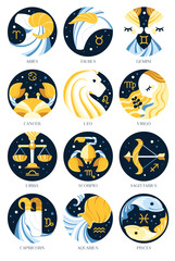 Zodiac signs icons astrology
