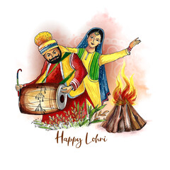 Beautiful Happy Lohri Indian traditional festival background design