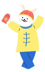 Rabbit is holding red envelope