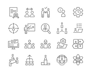 Human Resource and Management Icons - Vector Line. Editable Stroke.