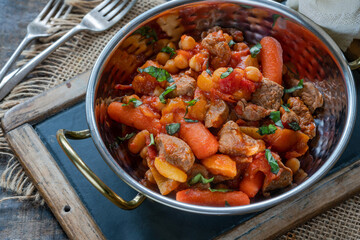 Lamb, carrot and chickpea tajine