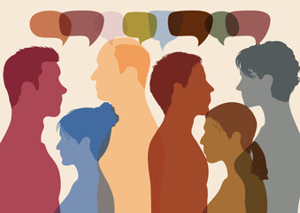 Concept of social media. Creating connections and sharing virtual content. Get social, speak, and create a speech bubble. Vector illustration