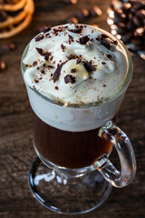 Irish coffee with whipped cream