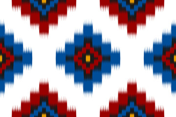 Fototapeta na wymiar Ethnic ikat seamless pattern in tribal. Aztec geometric ethnic ornament print. Ikat pattern style. Design for background, wallpaper, illustration, fabric, clothing, carpet, textile, batik, embroidery.