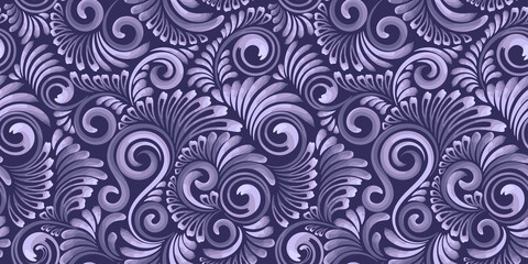 Floral seamless pattern with curve elements. Elegant wallpaper, wrapping, textile design