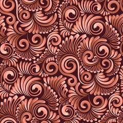 Elegant seamless floral pattern with curve elements