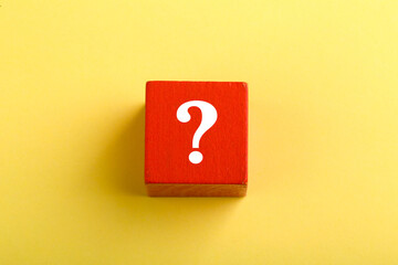 Red Block With Question Mark isolated On Yellow