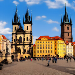 Obraz premium Historical sites Prague Czech Republic photoshop manipulation 
