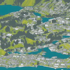 Cultural attractions Queenstown New Zealand geometric illustration 