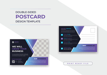 Modern corporate business dl flyer postcard template design layout with modern elements