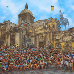 Naklejka premium Historical sites Rio de Janeiro Brazil painting 