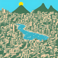 Natural environment Rio de Janeiro Brazil geometric illustration 