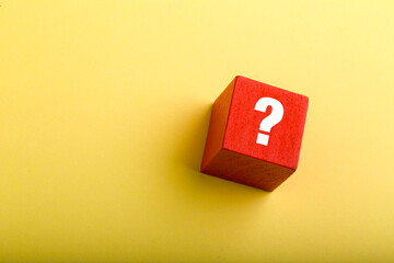 Red Block With Question Mark isolated On Yellow