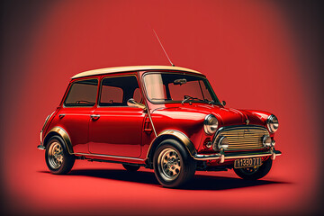 Red mini cooper on ruby background