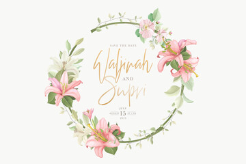 lily floral and leaves wreath design