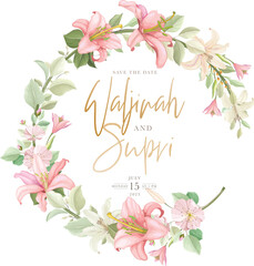 lily floral and leaves wreath design