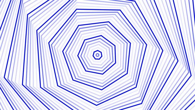 Blue spin heptagon star simple flat geometric on white background loop. Starry heptagonal spinning radio waves endless creative animation. 