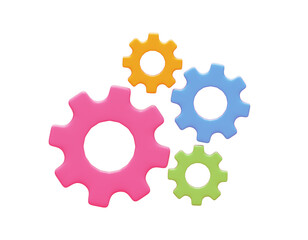 Gear teamwork concept business element engine machine factory development web icon 3d illustration