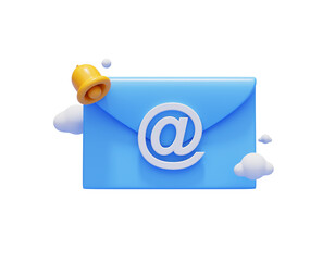 Email with bell notification chat message alert new event web icon 3d illustration © mamewmy