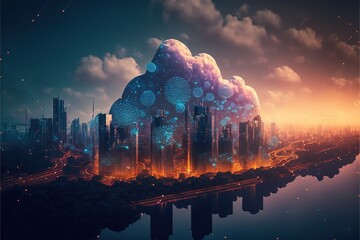 Digital illustration about technology and architecture.