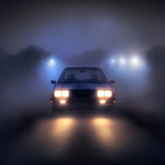 A mysterious car waits on a lonely road. 