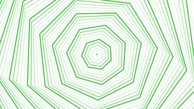 Green spin heptagon star simple flat geometric on white background loop. Starry heptagonal radio waves endless creative animation. 