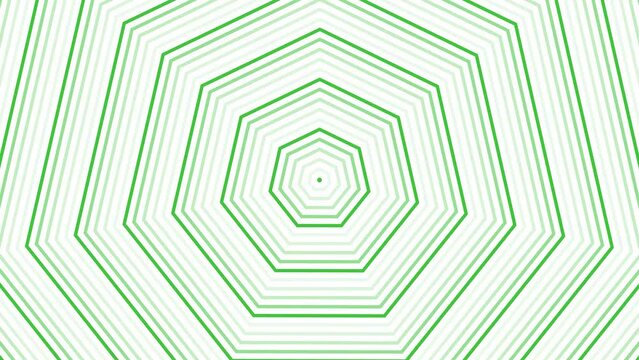 Green heptagon star simple flat geometric on white background loop. Starry heptagonal radio waves endless creative animation. Stars seamless motion graphic backdrop. Astra radar sonar rings design.