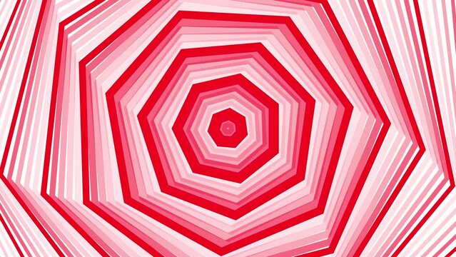 Red bold spin heptagon star simple flat geometric on white background loop. Starry heptagonal spinning radio waves endless creative animation. 