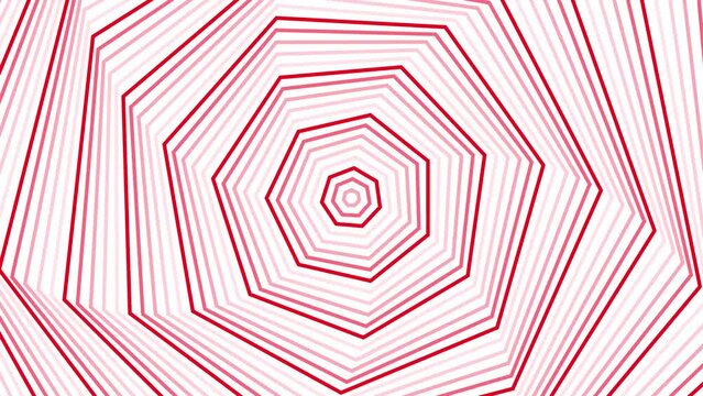 Red spin heptagon star simple flat geometric on white background loop. Starry heptagonal radio waves endless creative animation. Stars seamless motion graphic backdrop. Astra radar sonar rings design.