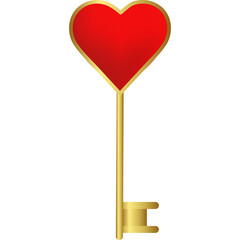 Gold Key with Red Heart handle