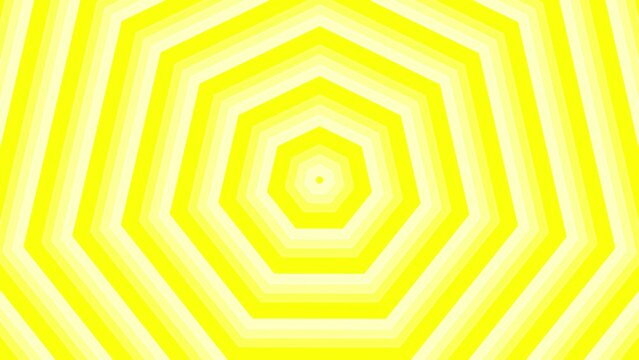 Yellow heptagon star simple flat geometric on white background loop. Starry heptagonal radio waves endless creative animation. Stars seamless motion graphic backdrop. Astra radar sonar rings design.