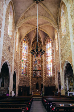 The gothic interior of the Saint Luperc Cathedral in the medieval town of Eauze, Gers (France)