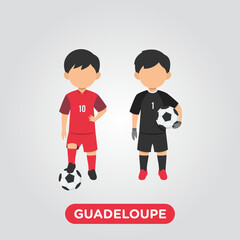 Vector Design illustration of collection football player of Guadeloupe with children illustration (goal keeper and player).