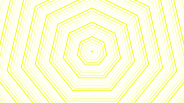 Yellow heptagon star simple flat geometric on white background loop. Starry heptagonal spinning radio waves endless creative animation. 