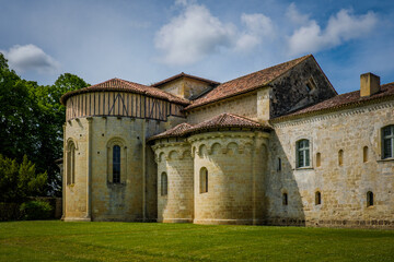 Fototapeta na wymiar view on the medieval abbey of Flaran in the South of France (Gers)