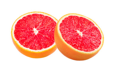 half pink grapefruit citrus fruit isolated on transparent png