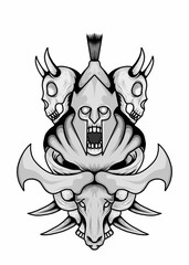 spartan knight illustration design with angry and scary face