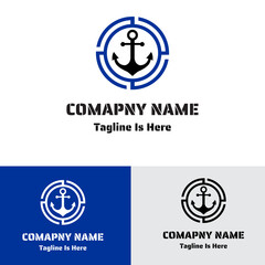 Shield anchor concept logo template 