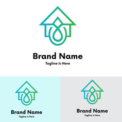 Gradient droplet house logo design 