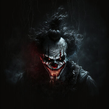 scary clown in the dark
