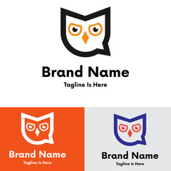  Creative Owl chat logo design 