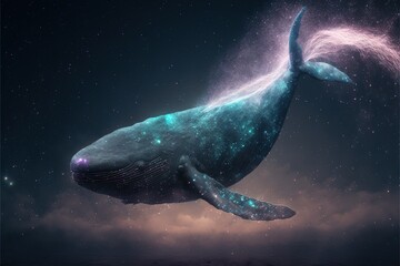 Fototapeta premium Whale in space Generative AI