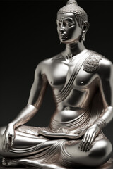 Fototapeta na wymiar Buddha statue made of metal - generative ai