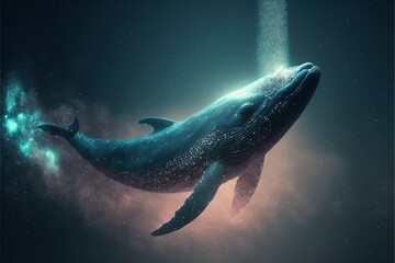 Obraz na płótnie Canvas Whale particle dust Generative AI